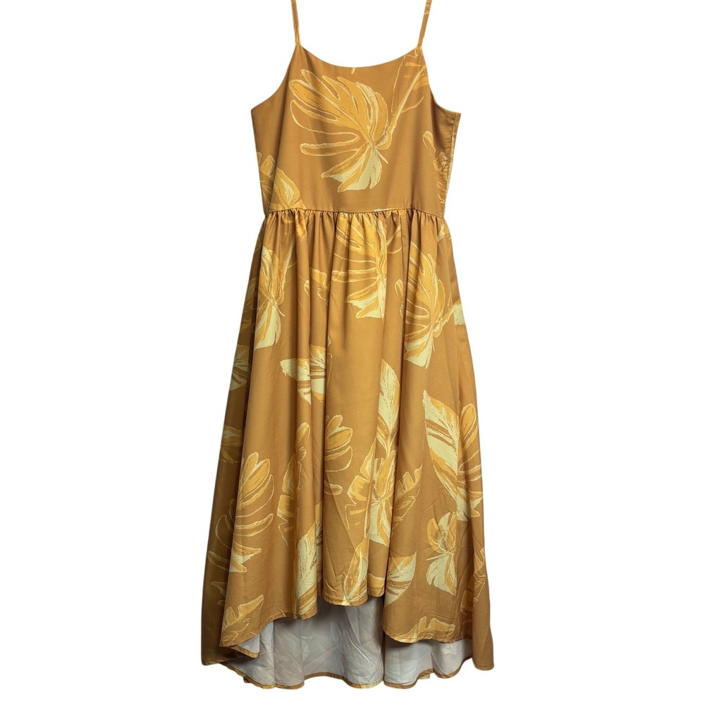 Joyfolie Mia Joy Maxi Dress Girl Sz 8 Mustard Yellow Tropical Floral Boho Summer